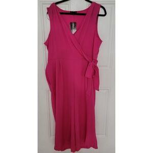 Nina Leonard Women's Jumpsuit with Side Sa Sleeveless Wide-Leg Sz XL Color Pink